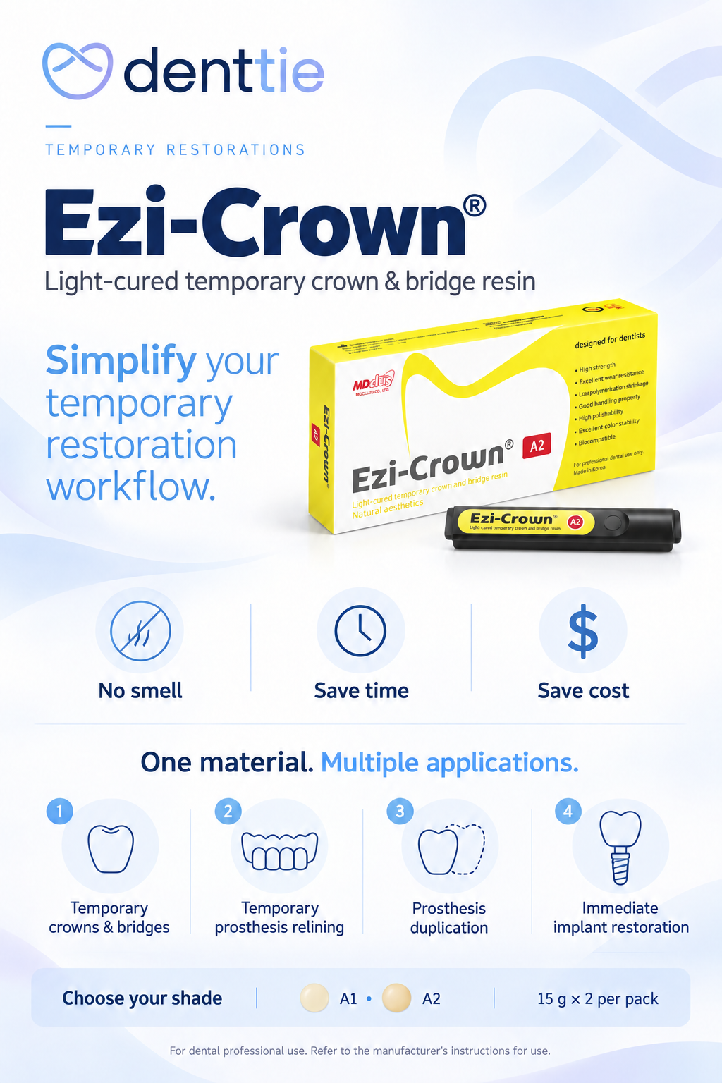 Ezi-Crown® Light-Cured Temporary Crown & Bridge Resin | 15g × 2