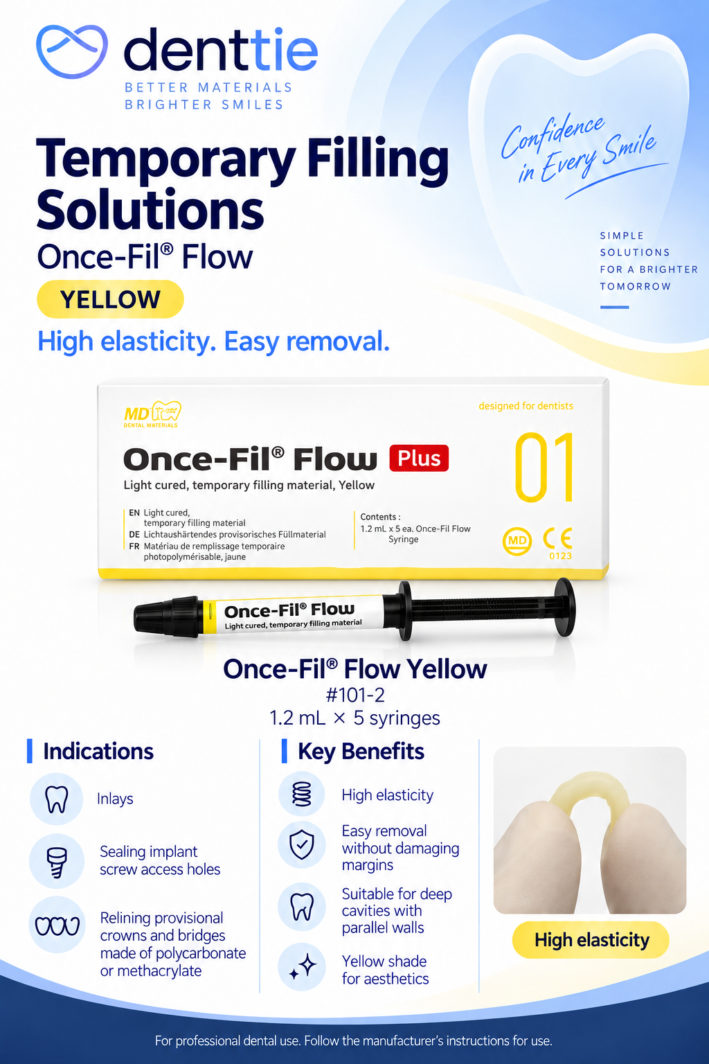 Once-Fil® Flow Light-Cured Temporary Filling Material | 1.2ml × 5
